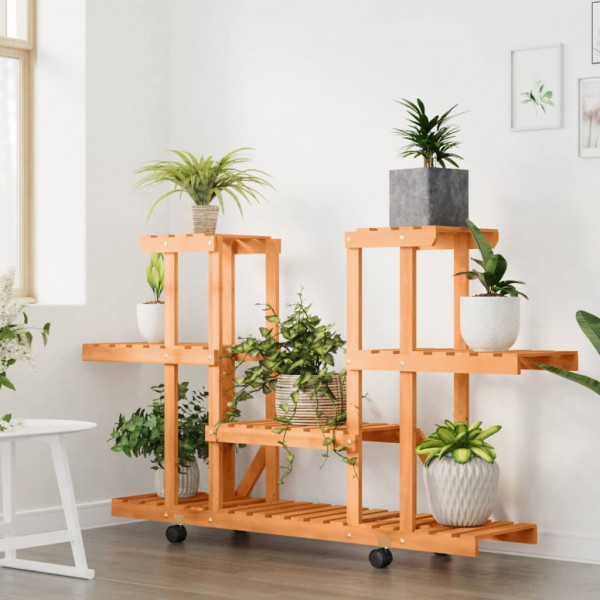 Soporte para flores con ruedas madera maciza abeto 110x25x78 cm M 3