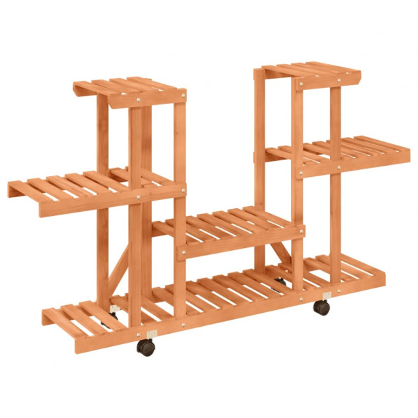 Soporte para flores con ruedas madera maciza abeto 110x25x78 cm M 4
