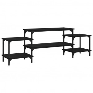 Mueble para TV madera contrachapada negro 157x35x52 cm H
