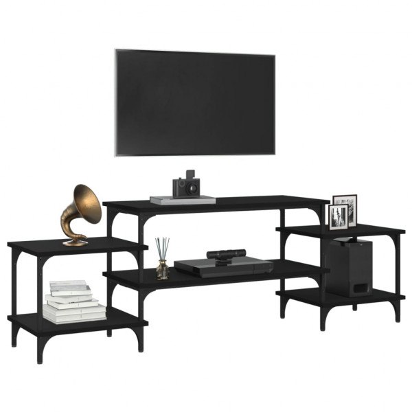 Mueble para TV madera contrachapada negro 157x35x52 cm M 4