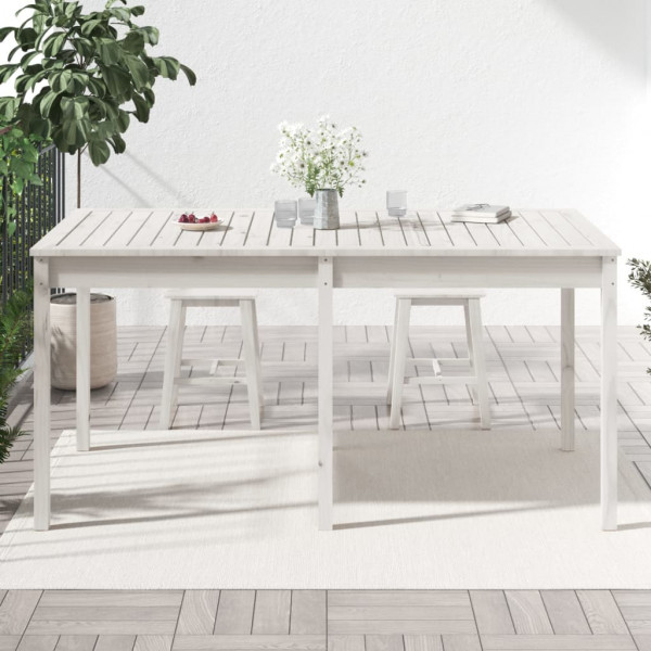 Mesa de jardín madera maciza pino blanco 159.5x82.5x76 cm M 3
