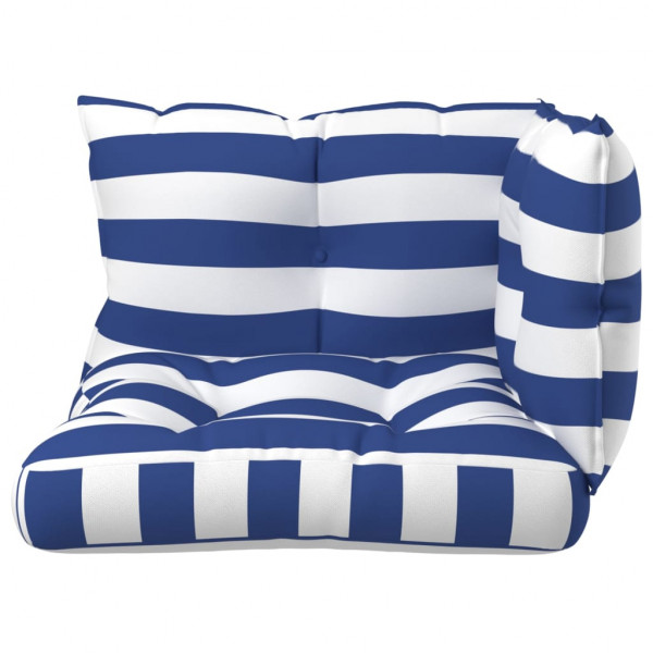 Cojines para palés 3 piezas tela Oxford azul y blanco a rayas M 3