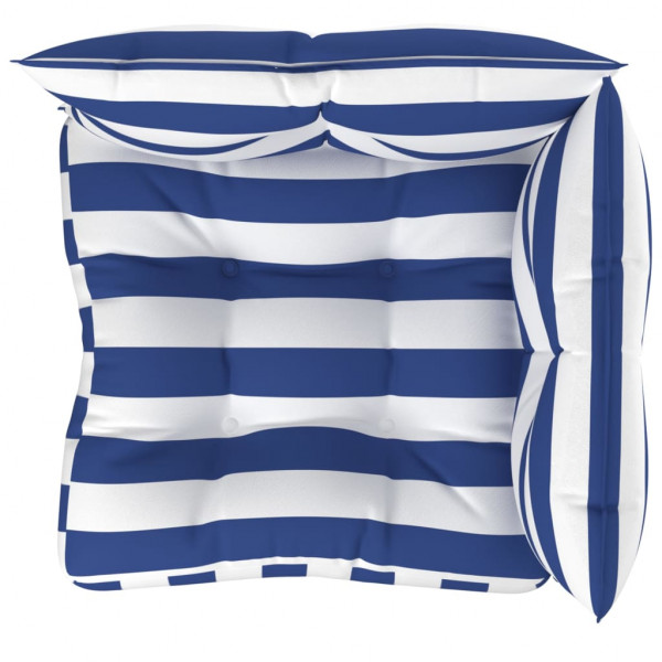 Cojines para palés 3 piezas tela Oxford azul y blanco a rayas M 4