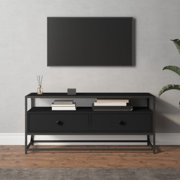 Mueble de TV madera contrachapada negro 100x35x45 cm D