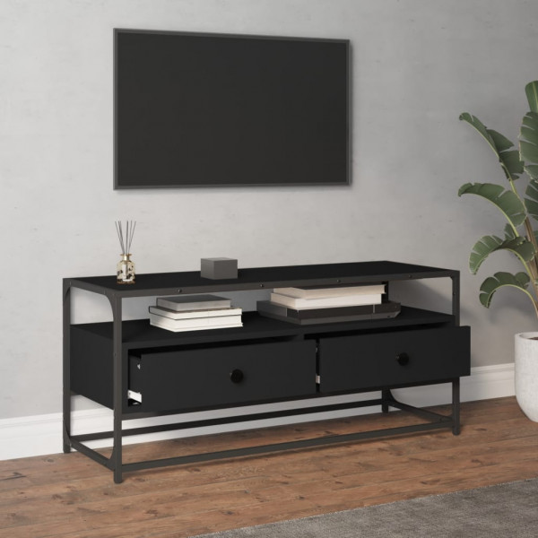 Mueble de TV madera contrachapada negro 100x35x45 cm M 3