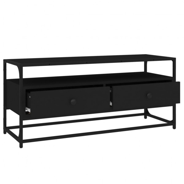 Mueble de TV madera contrachapada negro 100x35x45 cm M 5