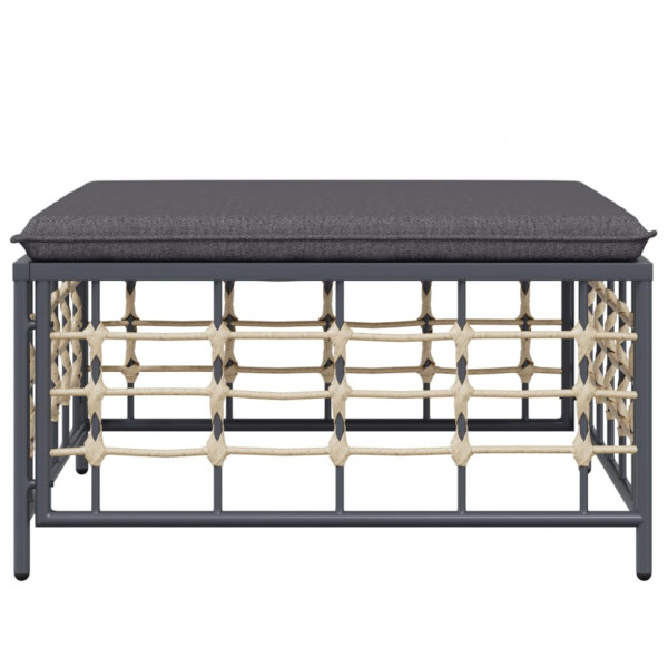 Apoio de pés p/ jardim com almofadão cinzento-escuro vime PE M 3