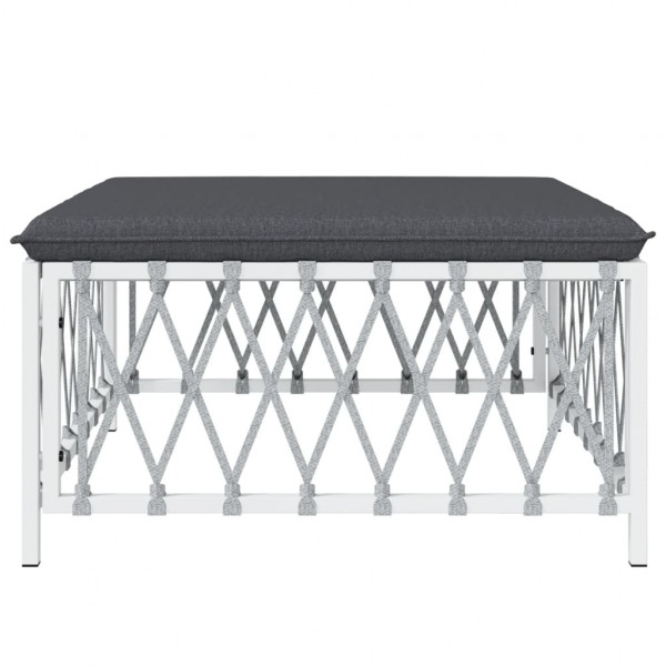 Apoio de pés para jardim com almofadão tecido branco M 3