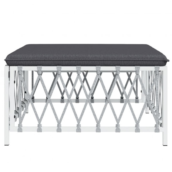 Apoio de pés para jardim com almofadão tecido branco M 4