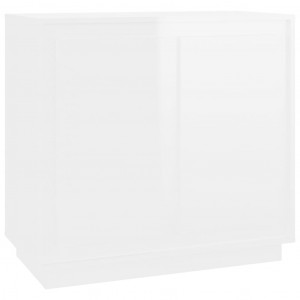 Aparador de madera contrachapada blanco brillante 80x34x75 cm H