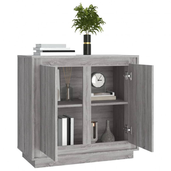 Aparador de madera contrachapada gris Sonoma 80x34x75 cm M 4