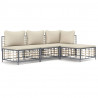 4 pcs conjunto lounge de jardim c/ almofadões vime PE antracite 1