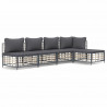 5 pcs conjunto lounge de jardim c/ almofadões vime PE antracite 1