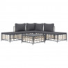 6 pcs conjunto lounge de jardim c/ almofadões vime PE antracite 2