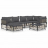 7 pcs conjunto lounge de jardim c/ almofadões vime PE antracite 1