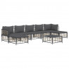 8 pcs conjunto lounge de jardim c/ almofadões vime PE antracite 2