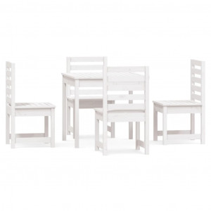 5 pcs conj. de jantar p/ jardim madeira de pinho maciça branco H