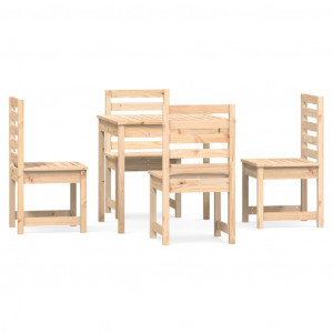 5 pcs conjunto de jantar p/ jardim madeira de pinho maciça H