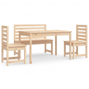 4 pcs conjunto de jantar p/ jardim madeira de pinho maciça H