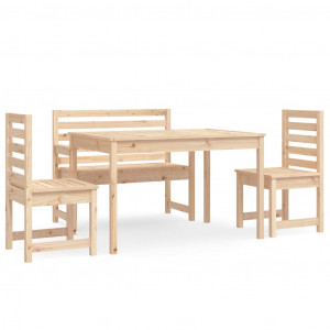 4 pcs conjunto de jantar p/ jardim madeira de pinho maciça H