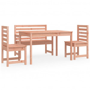 4 pcs conj. jantar p/ jardim madeira de douglas maciça H