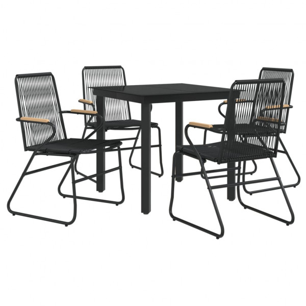 Juego de comedor de jardín 5 piezas ratán PVC negro M 3