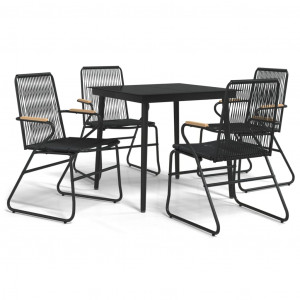 Juego de comedor de jardín 5 piezas ratán PVC negro H