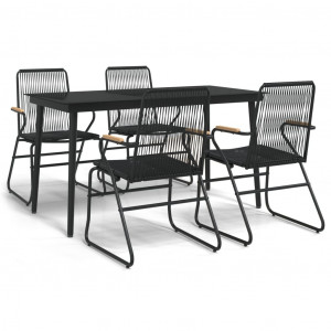 Conjunto de jantar para jardim 5 pcs vime PVC preto H