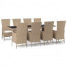 Set comedor de jardín 9 pzas con cojines ratán sintético beige 2