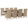 Set comedor de jardín 9 pzas con cojines ratán sintético beige 3