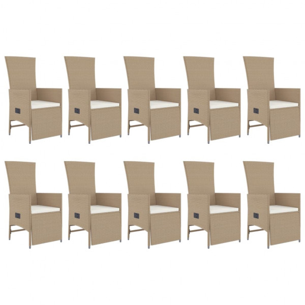 Set comedor de jardín 11 pzas con cojines ratán sintético beige M 4