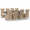 Set comedor de jardín 9 pzas con cojines ratán sintético beige 2