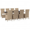 Set comedor de jardín 9 pzas con cojines ratán sintético beige 3