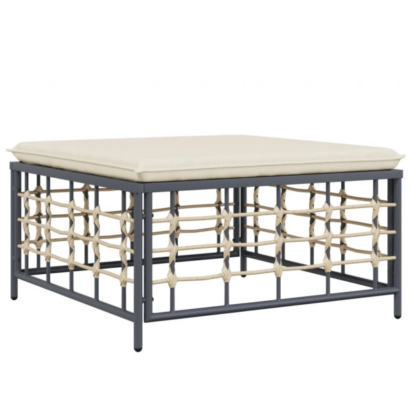 4 pcs conjunto lounge de jardim c/ almofadões vime PE antracite M 5