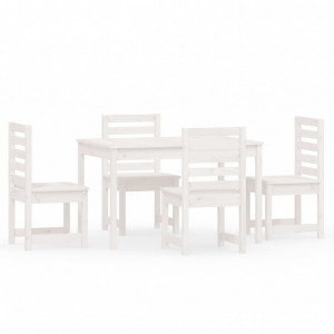 5 pcs conj. de jantar p/ jardim madeira de pinho maciça branco H