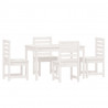 Juego de comedor de jardín 5 piezas madera maciza pino blanco 5