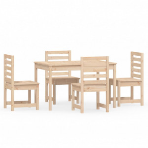 5 pcs conjunto de jantar p/ jardim madeira de pinho maciça H