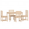 Juego de comedor de jardín 5 piezas madera maciza de pino 5