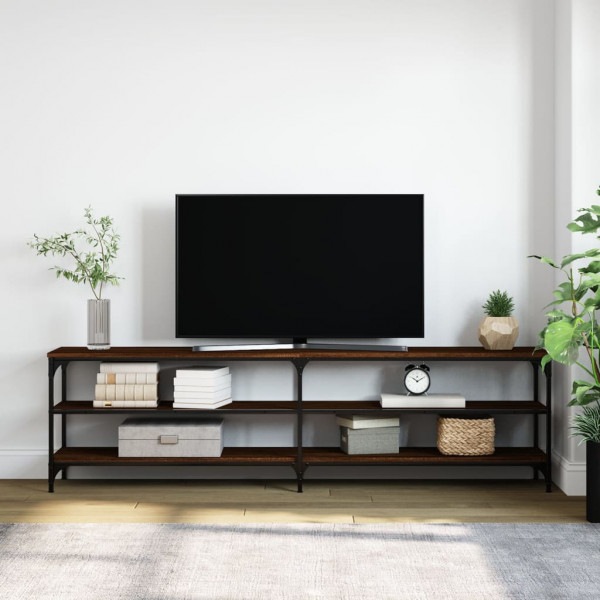 Mueble TV metal y madera contrachapada marrón roble 180x30x50cm M 3