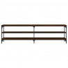 Mueble TV metal y madera contrachapada marrón roble 180x30x50cm 5