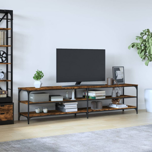 Mueble de TV metal y contrachapada roble ahumado 200x30x50cm D