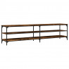Mueble de TV metal y contrachapada roble ahumado 200x30x50cm 2