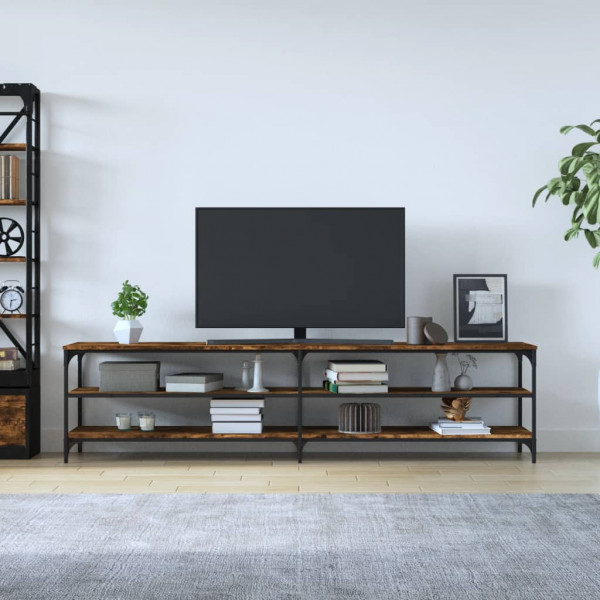 Mueble de TV metal y contrachapada roble ahumado 200x30x50cm M 3