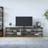Mueble de TV metal y contrachapada roble ahumado 200x30x50cm 3