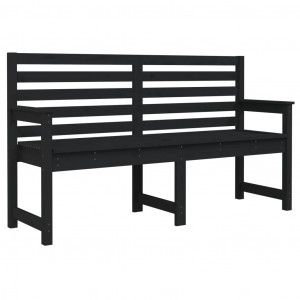 Banco de jardín madera maciza pino negro 159.5x48x91.5 cm H