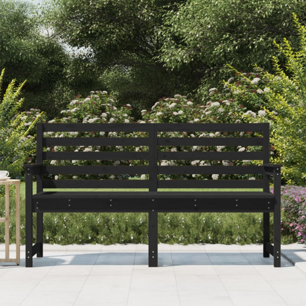 Banco de jardín madera maciza pino negro 159.5x48x91.5 cm M 3