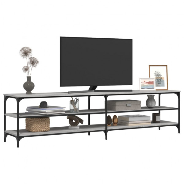 Mueble TV metal y madera contrachapada gris Sonoma 200x30x50 cm M 4