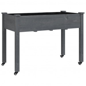 Floreira c/ forro e rodas 118x59x80 cm abeto maciço cinzento H