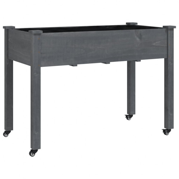 Floreira c/ forro e rodas 118x59x80 cm abeto maciço cinzento M 2