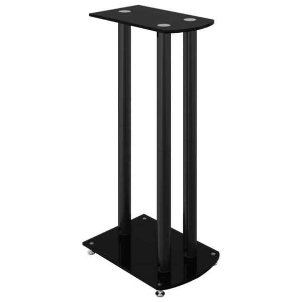 Soportes de altavoces 2 uds vidrio templado negro 3 pilares M 4